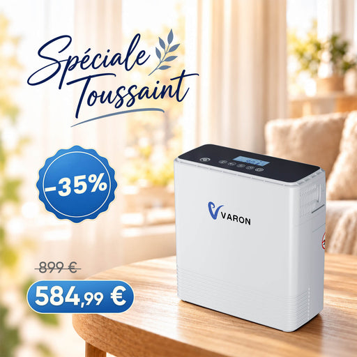 VARON VP-6 Concentrateur d'oxygène portable en continu - 6 Niveaux de Réglage VARON-FR