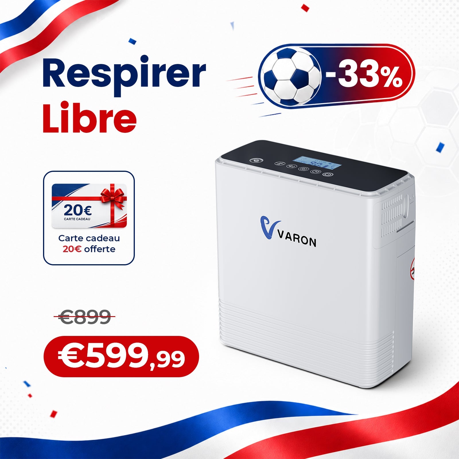 VARON VP-6 Concentrateur d'oxygène portable en continu - 6 Niveaux de Réglage, certifié CE VARON-FR