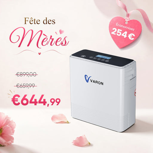 VARON VP-6 Concentrateur d'oxygène portable en continu - 6 Niveaux de Réglage, certifié CE VARON-FR