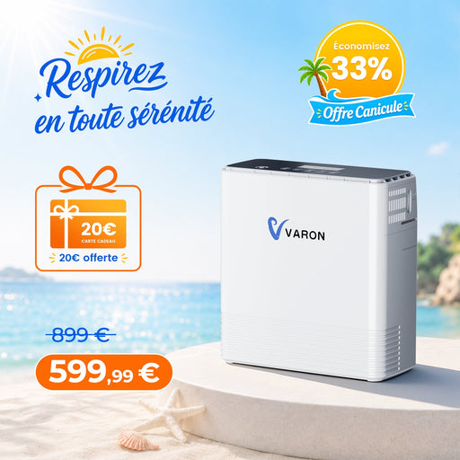 VARON VP-6 Concentrateur d'oxygène portable en continu - 6 Niveaux de Réglage, certifié CE VARON-FR
