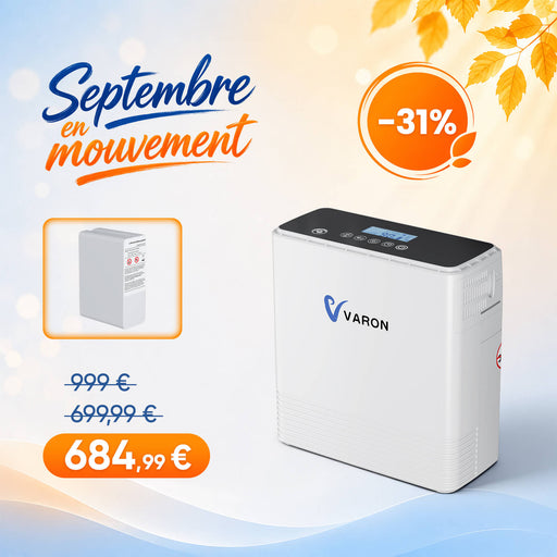 VARON VP-6 Concentrateur d'oxygène portable en continu - 6 Niveaux de Réglage, certifié CE VARON-FR