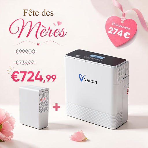 VARON VP-6 Concentrateur d'oxygène portable en continu - 6 Niveaux de Réglage, certifié CE VARON-FR