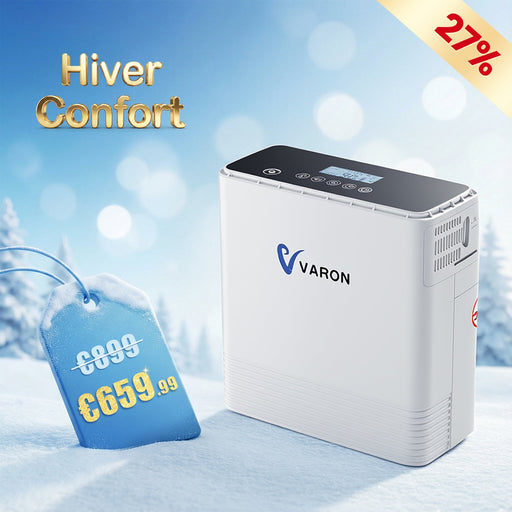 VARON VP-6 Concentrateur d'oxygène portable en continu - 6 Niveaux de Réglage, certifié CE VARON-FR