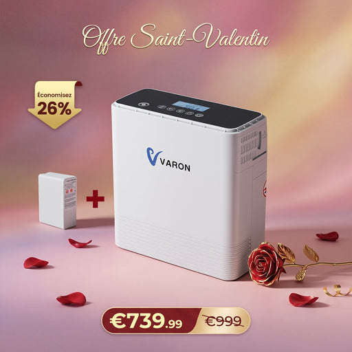 VARON VP-6 Concentrateur d'oxygène portable en continu - 6 Niveaux de Réglage, certifié CE VARON-FR