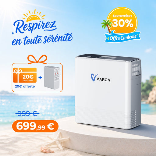 VARON VP-6 Concentrateur d'oxygène portable en continu - 6 Niveaux de Réglage, certifié CE VARON-FR