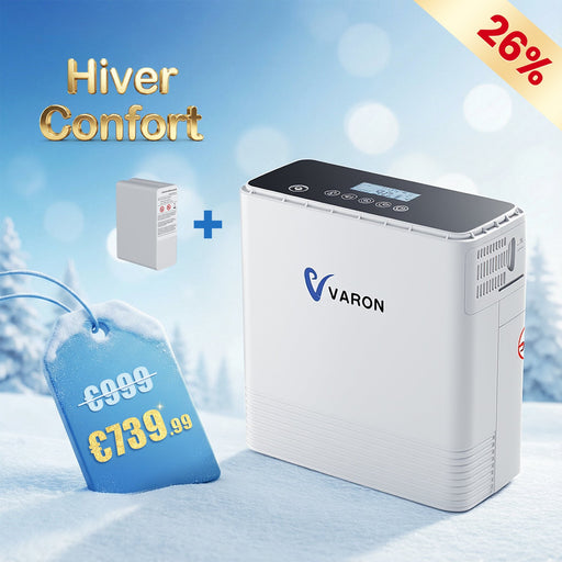 VARON VP-6 Concentrateur d'oxygène portable en continu - 6 Niveaux de Réglage, certifié CE VARON-FR