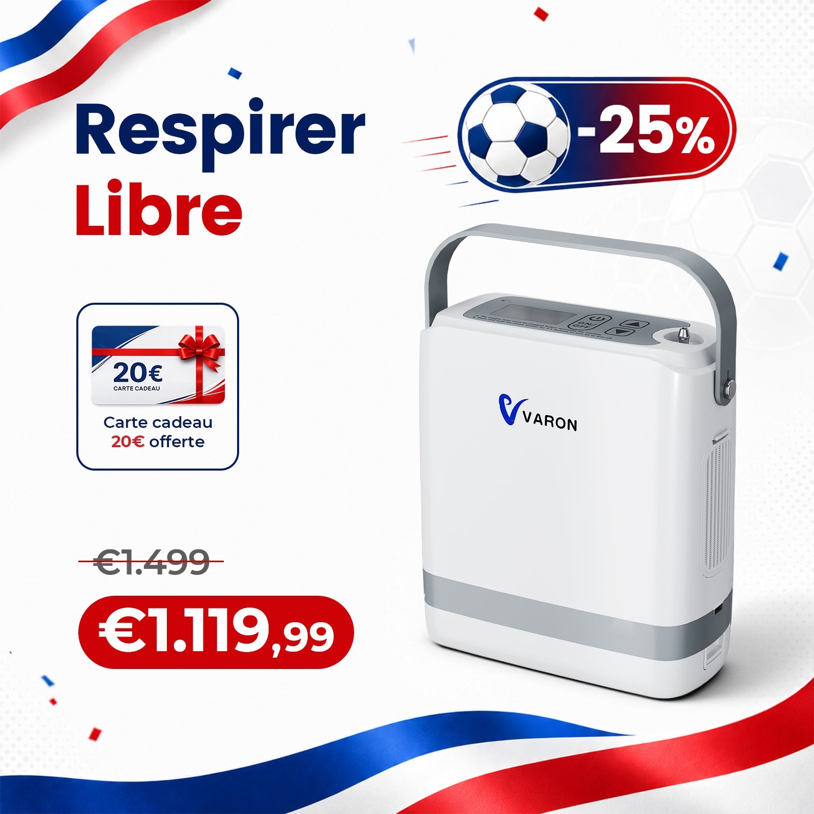 VARON VP-8G | Concentrateur d’oxygène portable pulsé - 93% Pureté - Autonomie Étendue VARON-FR