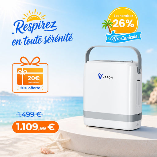 VARON VP-8G | Concentrateur d’oxygène portable pulsé - 93% Pureté - Autonomie Étendue VARON-FR