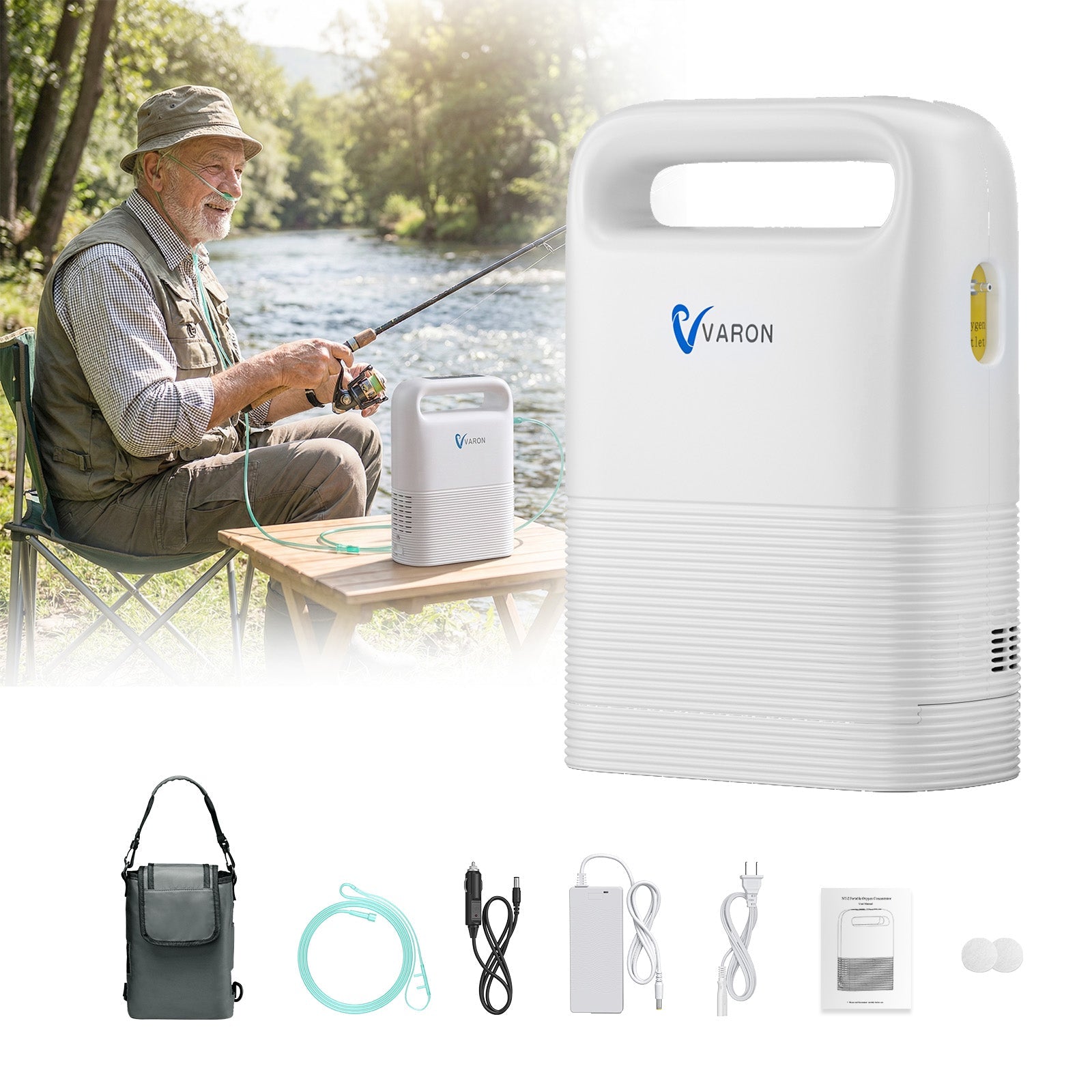 VARON VP-2 Pulse Concentrateur d'oxygène portable - 93% d'oxygène, batterie longue durée, certifié CE VARON-FR