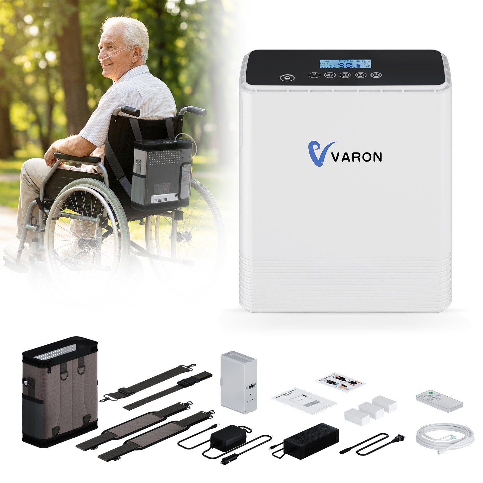 VARON VP-6 Concentrateur d'oxygène portable en continu - 6 Niveaux de Réglage, certifié CE VARON-FR