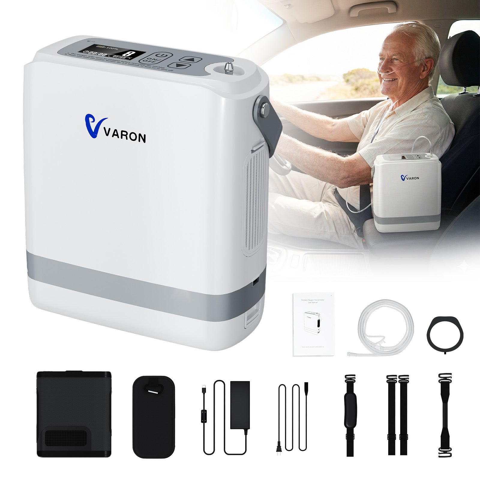 VARON VP-8G | Concentrateur Oxygen Portable Pulsé - 93% Pureté - Autonomie Étendue VARON-FR