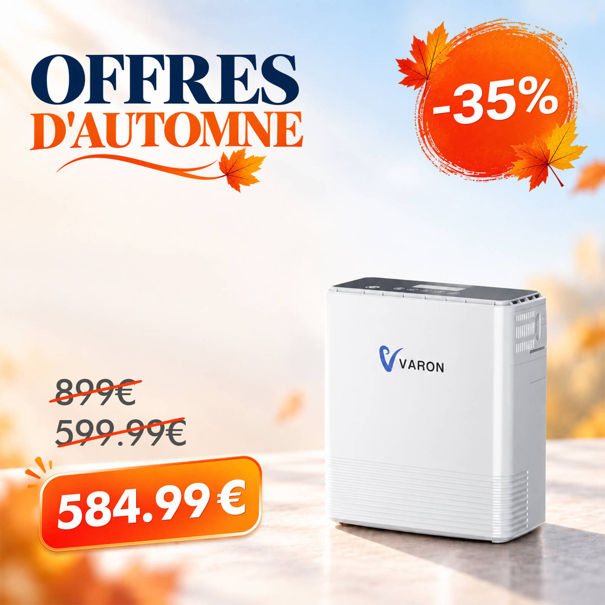 VARON VP-6 Concentrateur d'oxygène portable en continu - 6 Niveaux de Réglage VARON-FR