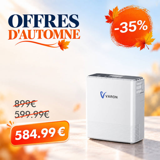 VARON VP-6 Concentrateur d'oxygène portable en continu - 6 Niveaux de Réglage VARON-FR