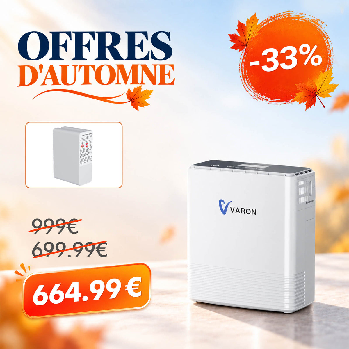 VARON VP-6 Concentrateur d'oxygène portable en continu - 6 Niveaux de Réglage VARON-FR
