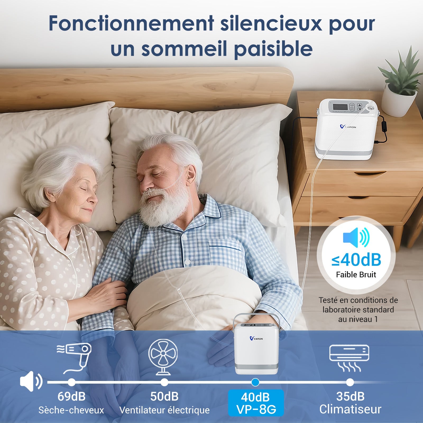 VARON VP-8G | Concentrateur Oxygen Portable Pulsé - 93% Pureté - Autonomie Étendue VARON-FR