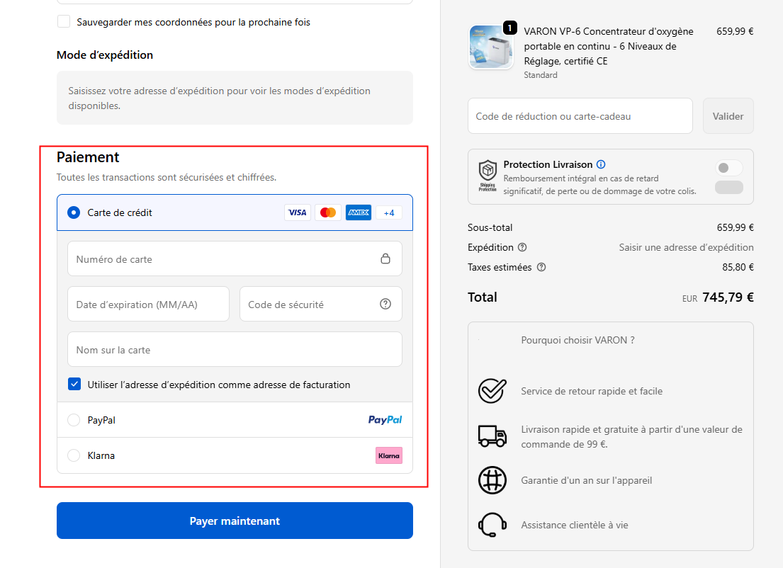 Étape 3.2 : Choisir le mode de paiement